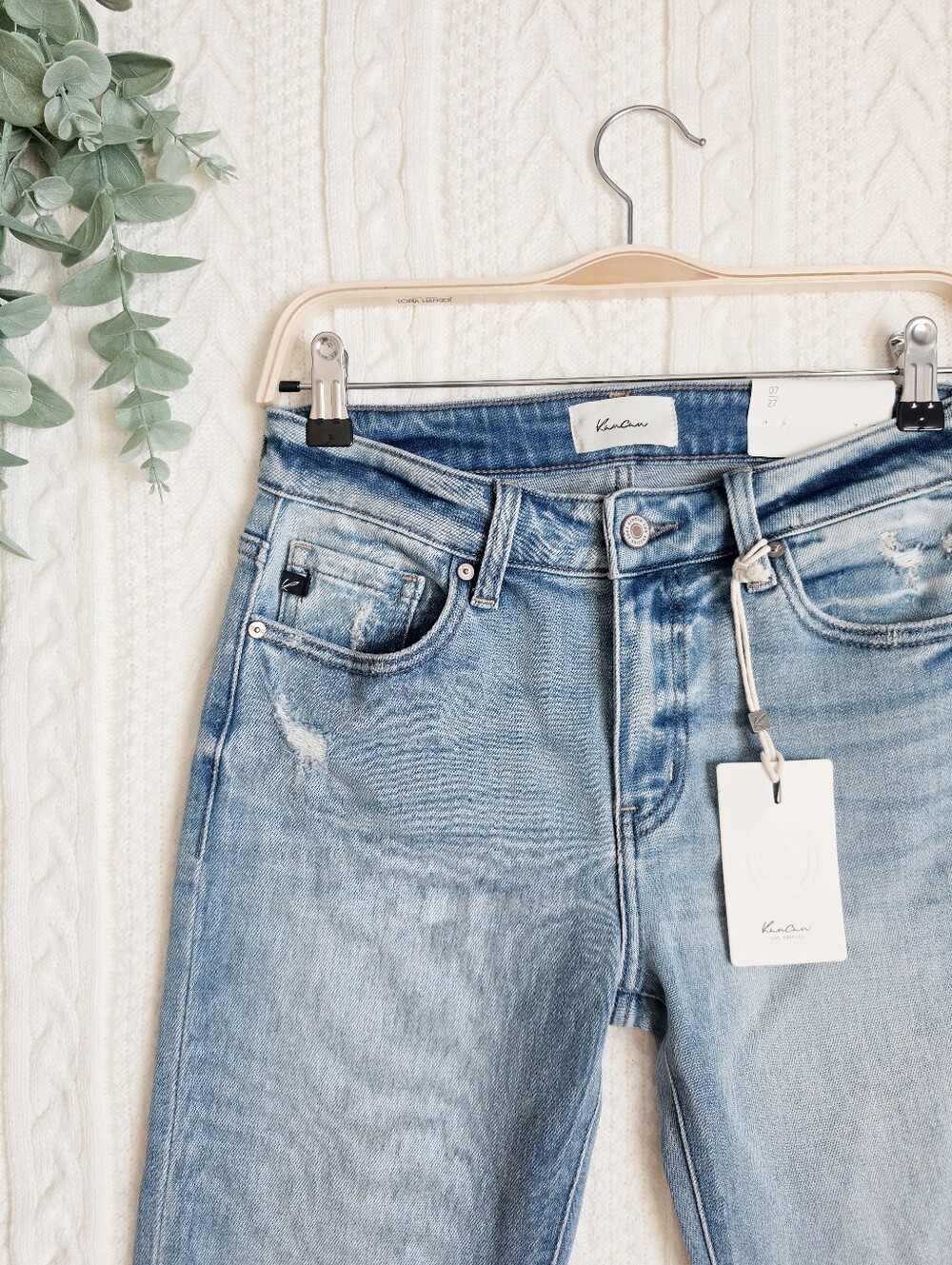 KanCan Mid Rise Medium Contrast Wash Flare Jeans Vintage Style Stretch 7/27 NEW - Picture 4 of 12